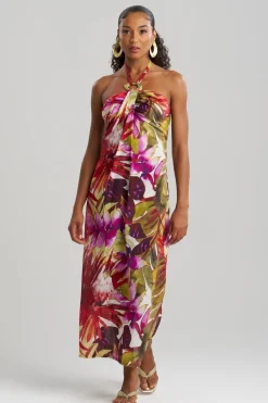 Rainforest Cotton Maxi Halter Dress