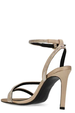 Reiki Satin Embellished Ankle Strap Heel