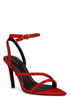 Reiki Satin Embellished Ankle Strap Heel