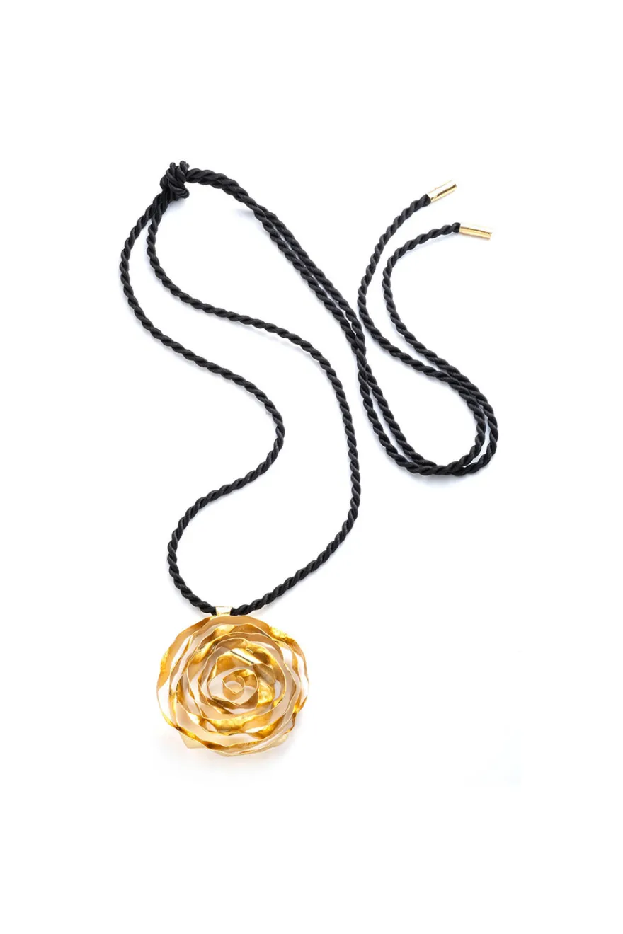 Rosette Gold Plated Pendant Necklace