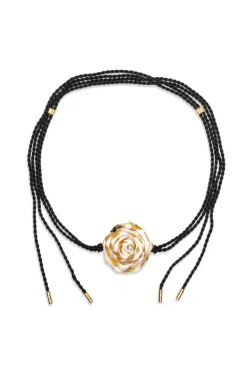 Rosette Gold Plated Wide Pendant Rope Belt