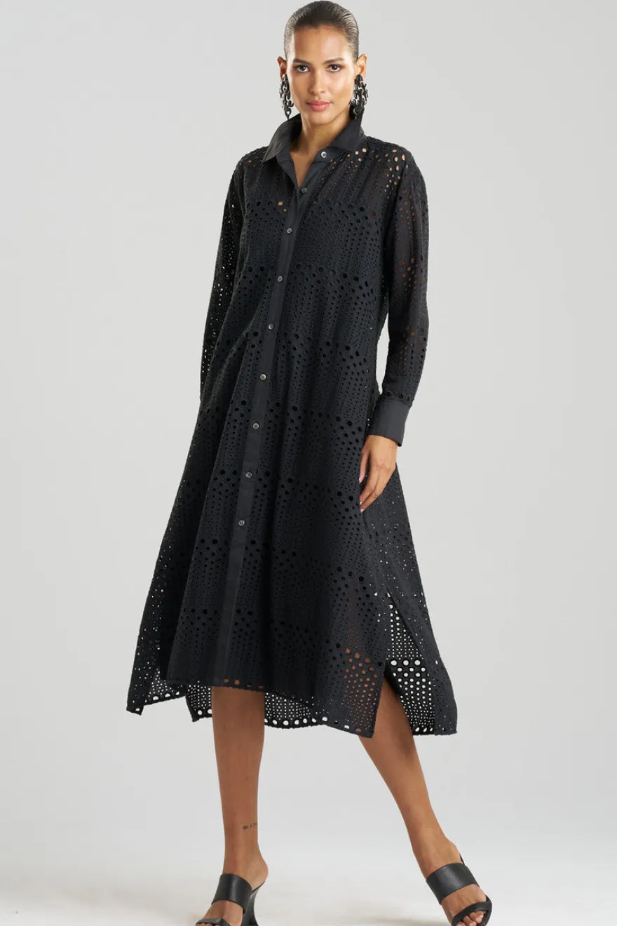 Round Eyelet Oversized Shirtdress