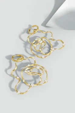 Runway Collection Sakura White Topaz Giant Gold Hoop Earrings