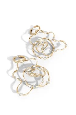 Runway Collection Sakura White Topaz Giant Gold Hoop Earrings