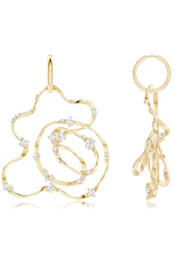 Runway Collection Sakura White Topaz Giant Gold Hoop Earrings
