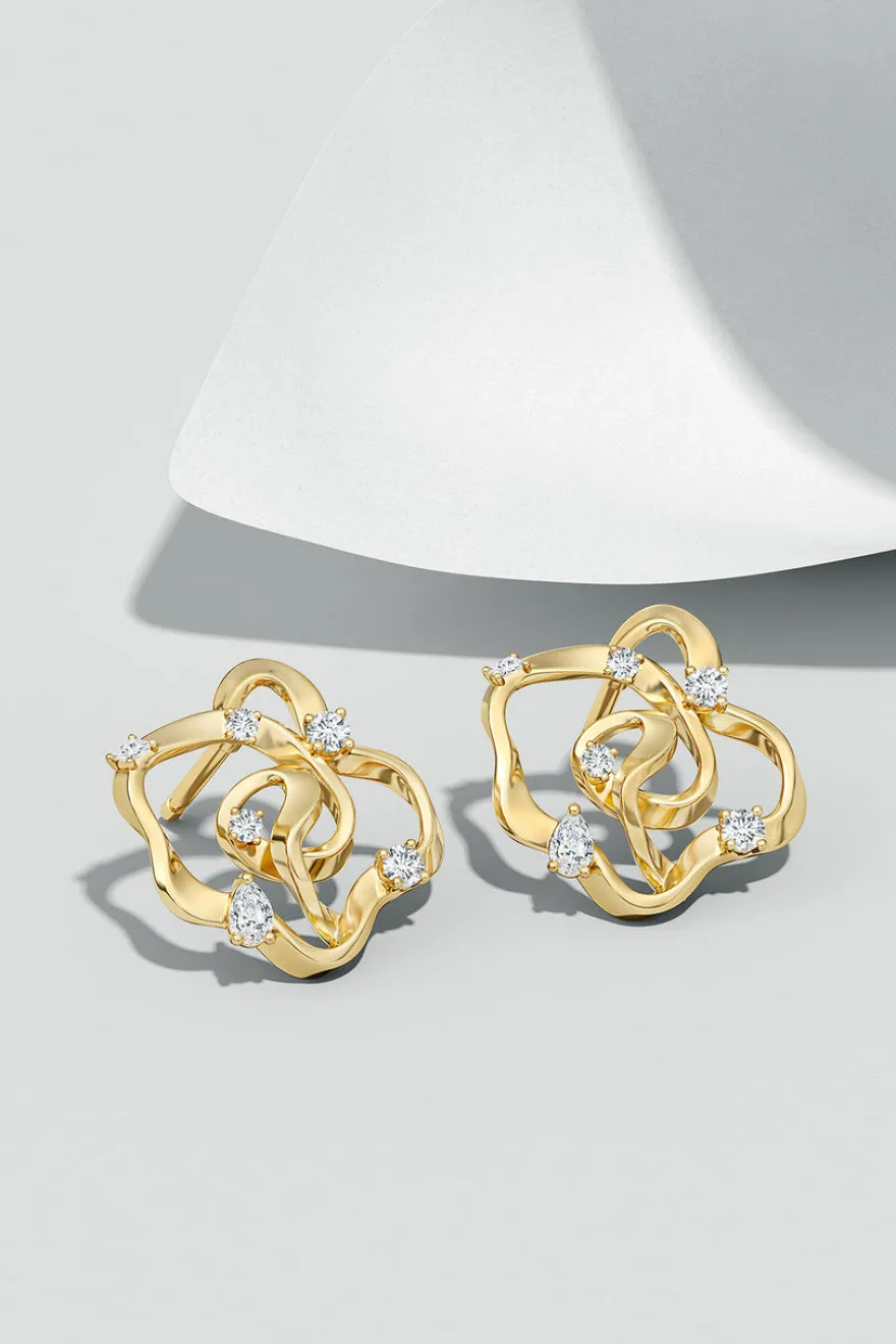 Sakura 14k Scattered Diamond Stud Earrings