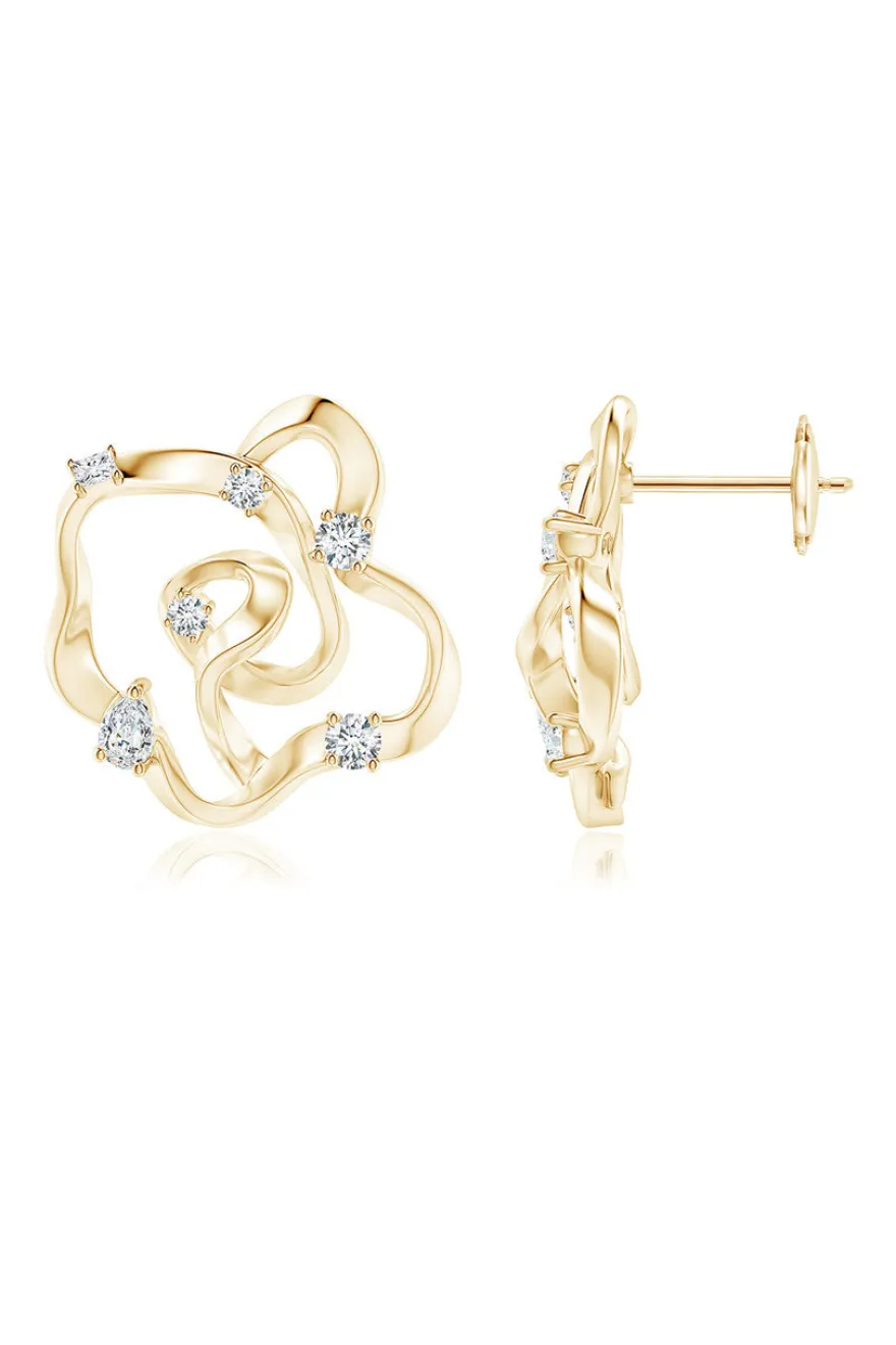 Sakura 14k Scattered Diamond Stud Earrings