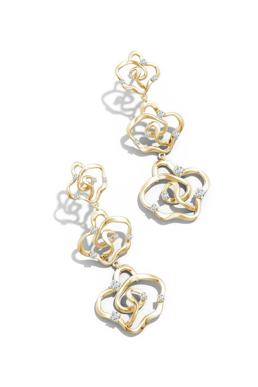 Sakura 14k Tapered Diamond Dangle Earrings