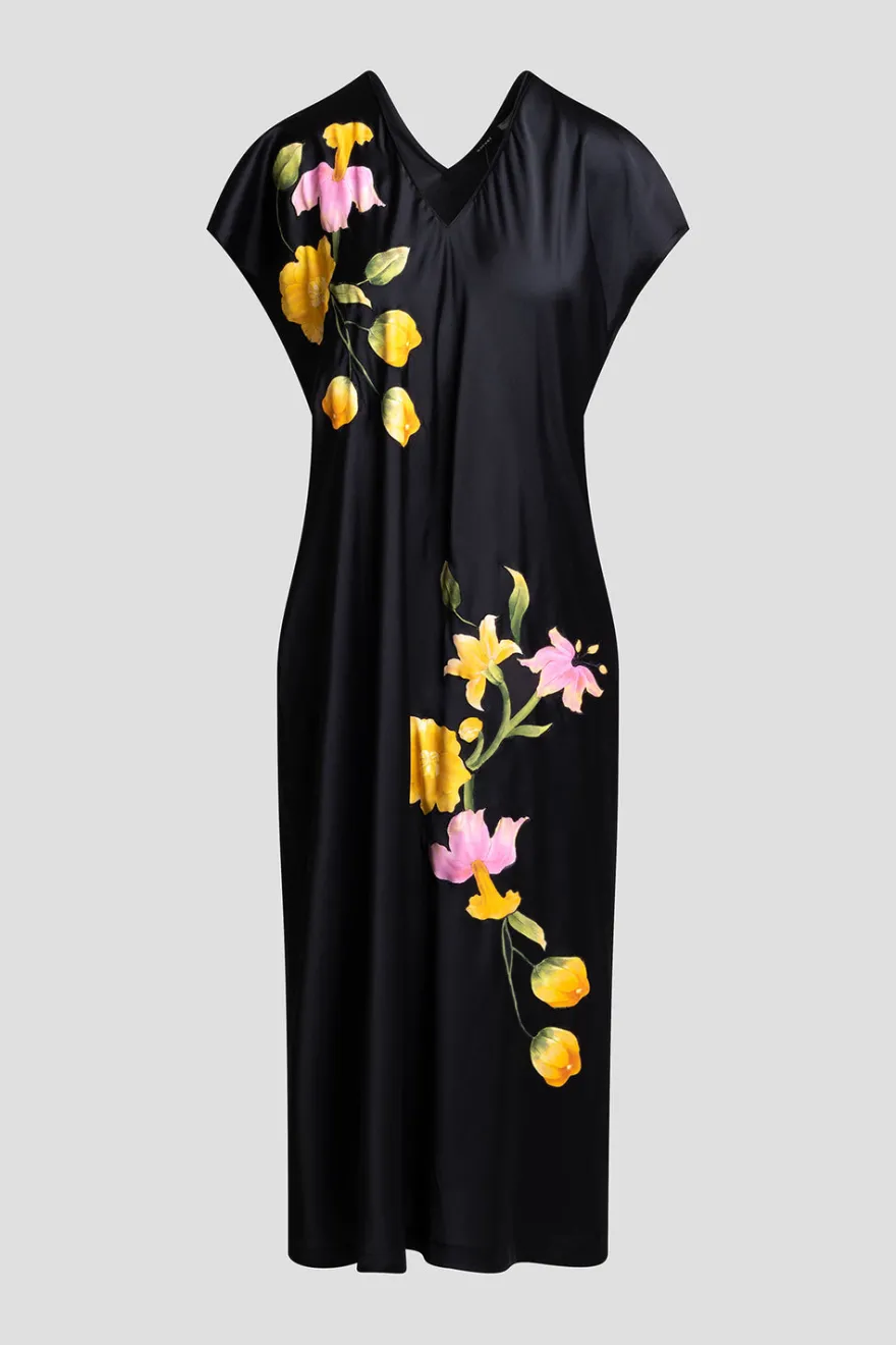 Satin Essentials Embroidered Short Sleeve Caftan