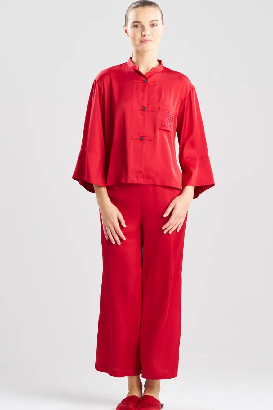 Satin Essentials Embroidered Mandarin PJ