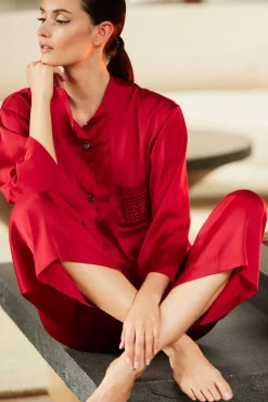 Satin Essentials Embroidered Mandarin PJ