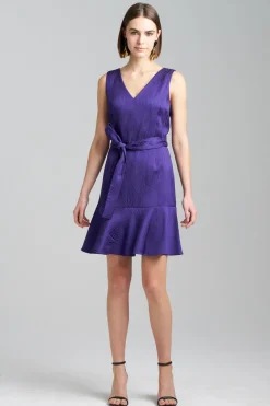 Scroll Jacquard Ruffle Dress