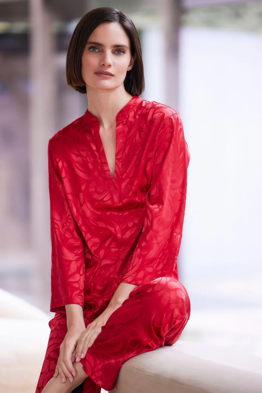 Scroll Satin Jacquard Long Sleeve PJ