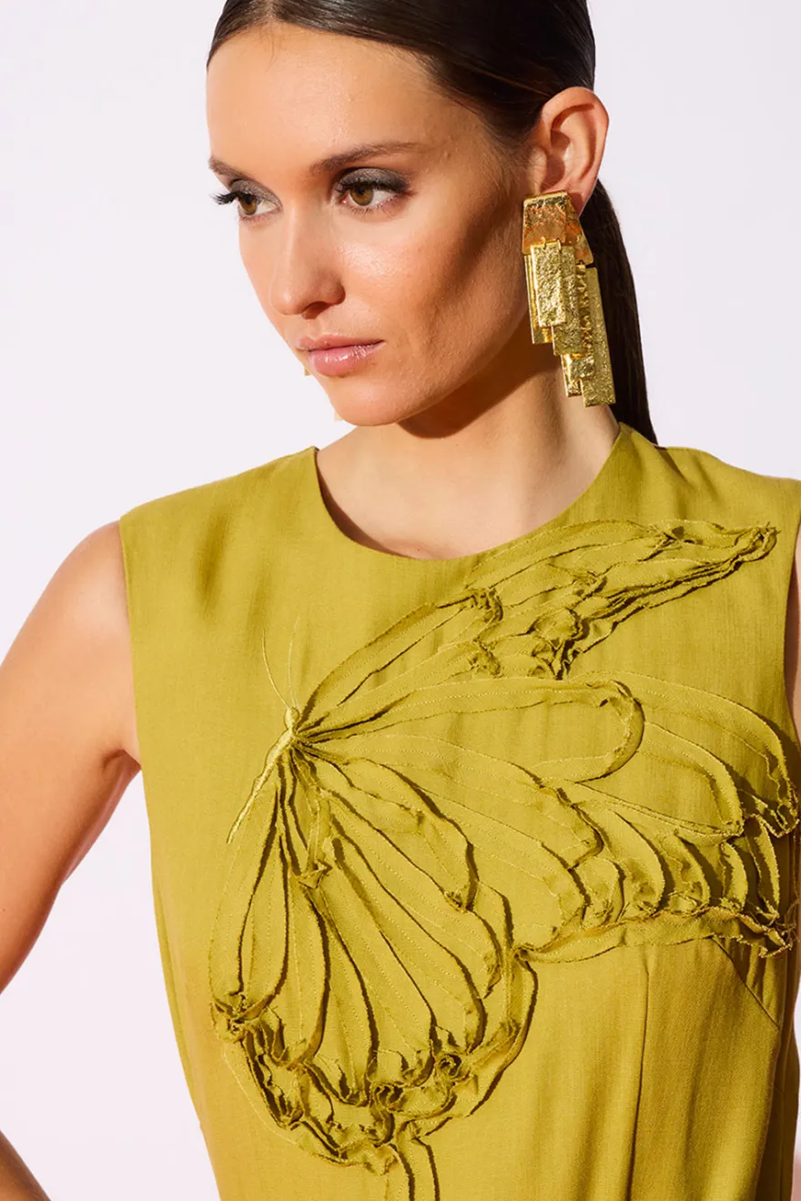 Sculptural Gold Plated Brass Drop Earrings