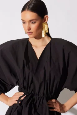 Sculptural Gold Plated Brass Drop Earrings