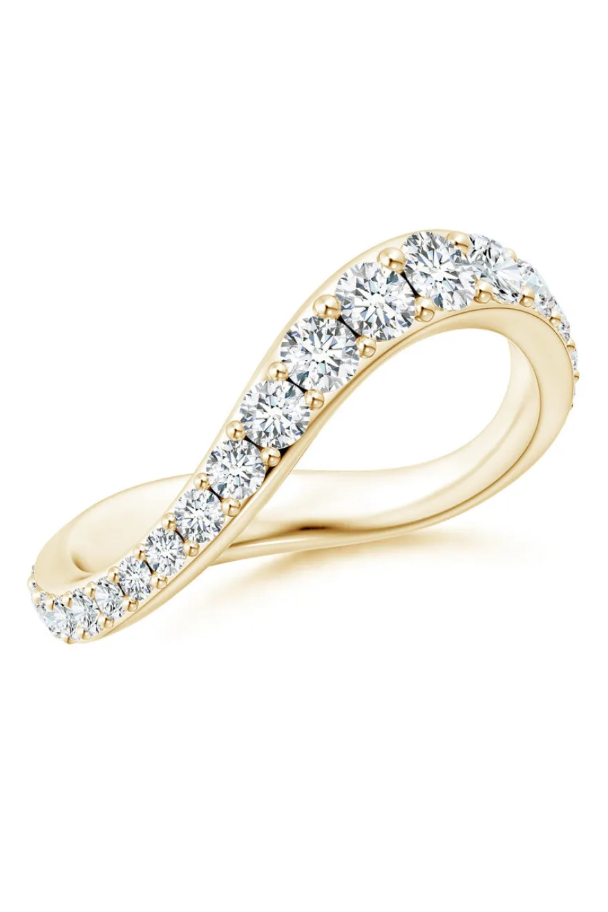 Shangri-La Brushstroke 14K Gold and Diamond Full Eternity Stacking Ring