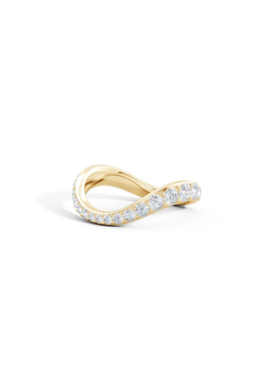 Shangri-La Brushstroke 14K Gold and Diamond Full Eternity Stacking Ring