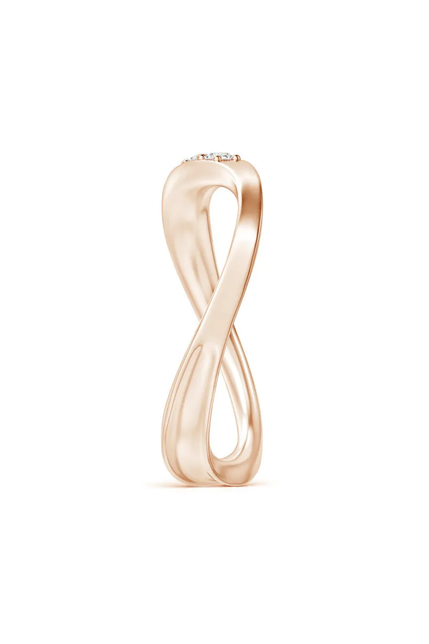 Shangri-La Brushstroke 14K Gold and Diamond Half Eternity Stacking Ring