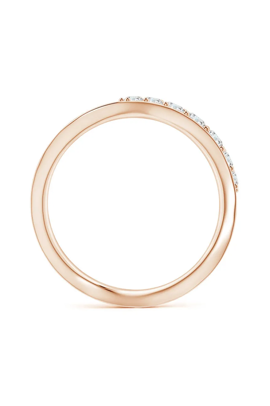 Shangri-La Brushstroke 14K Gold and Diamond Half Eternity Stacking Ring