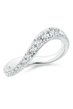 Shangri-La Brushstroke 14K Gold and Diamond Full Eternity Stacking Ring