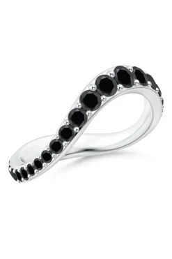 Shangri-La Brushstroke 14K Gold and Black Diamond Full Eternity Stacking Ring