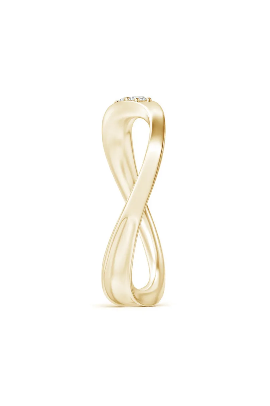 Shangri-La Brushstroke 14K Gold and Diamond Half Eternity Stacking Ring
