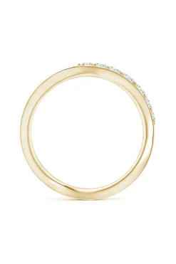 Shangri-La Brushstroke 14K Gold and Diamond Half Eternity Stacking Ring