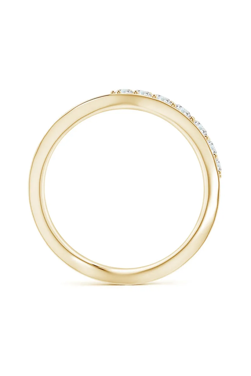 Shangri-La Brushstroke 14K Gold and Diamond Half Eternity Stacking Ring