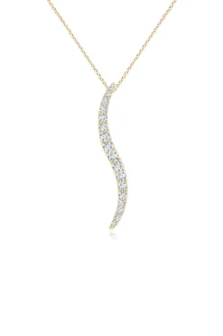 Shangri-La Brushstroke 14k Gold and Diamond Large Pendant Necklace