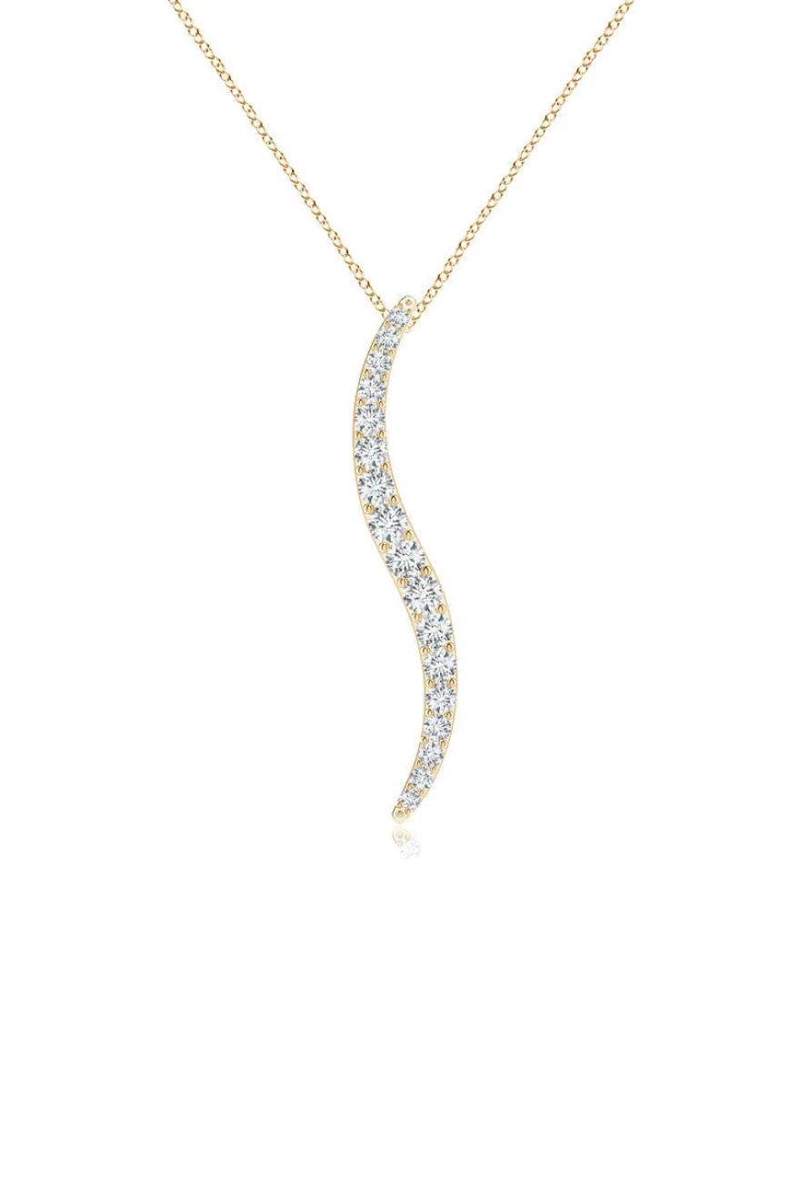 Shangri-La Brushstroke 14k Gold and Diamond Large Pendant Necklace