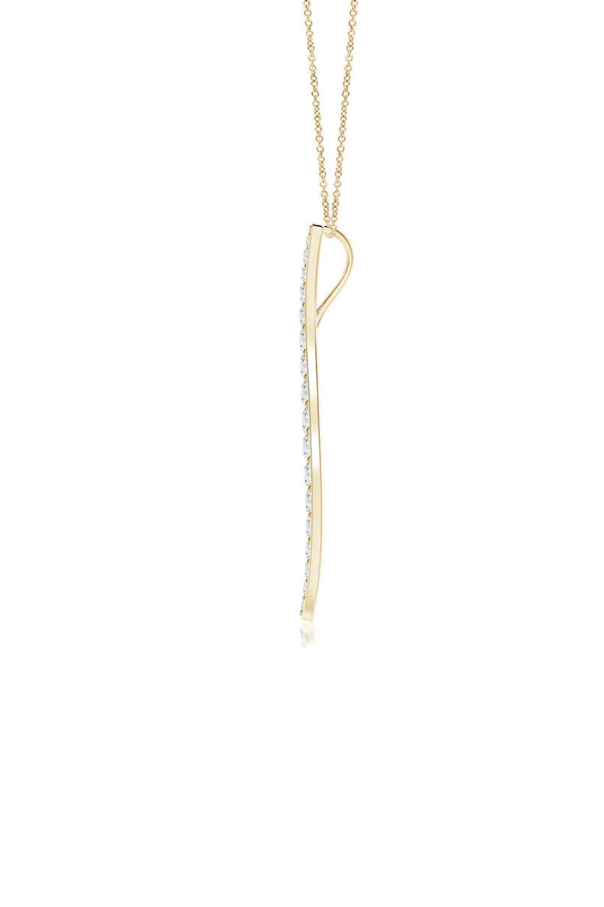 Shangri-La Brushstroke 14k Gold and Diamond Large Pendant Necklace