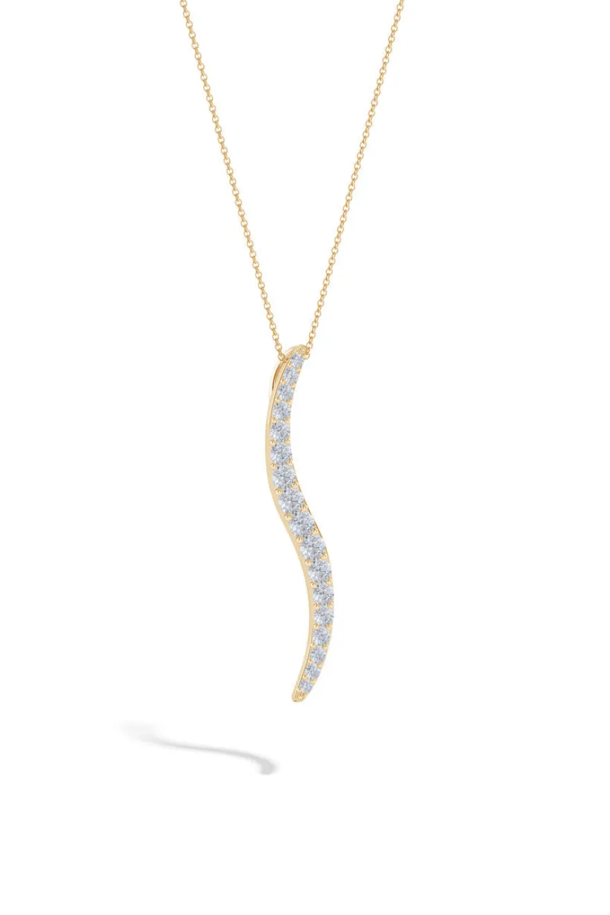 Shangri-La Brushstroke 14k Gold and Diamond Large Pendant Necklace