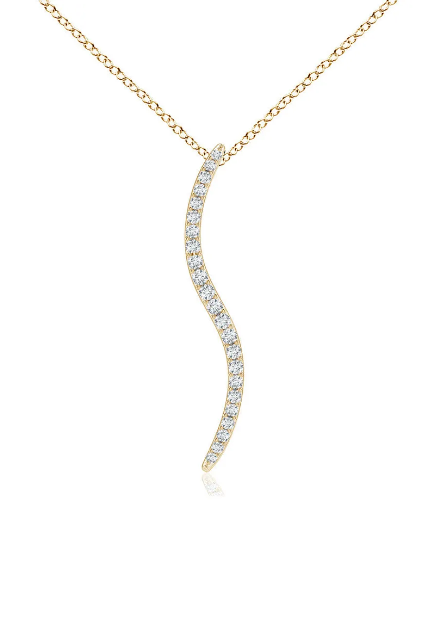 Shangri-La Brushstroke 14k Gold and Diamond Medium Pendant Necklace