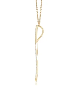 Shangri-La Brushstroke 14k Gold and Diamond Medium Pendant Necklace
