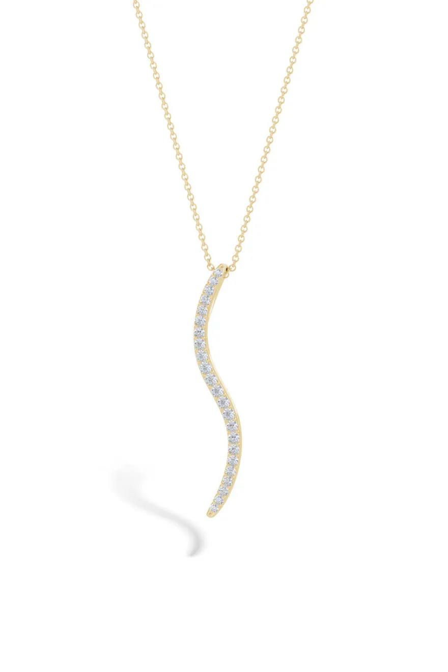 Shangri-La Brushstroke 14k Gold and Diamond Medium Pendant Necklace