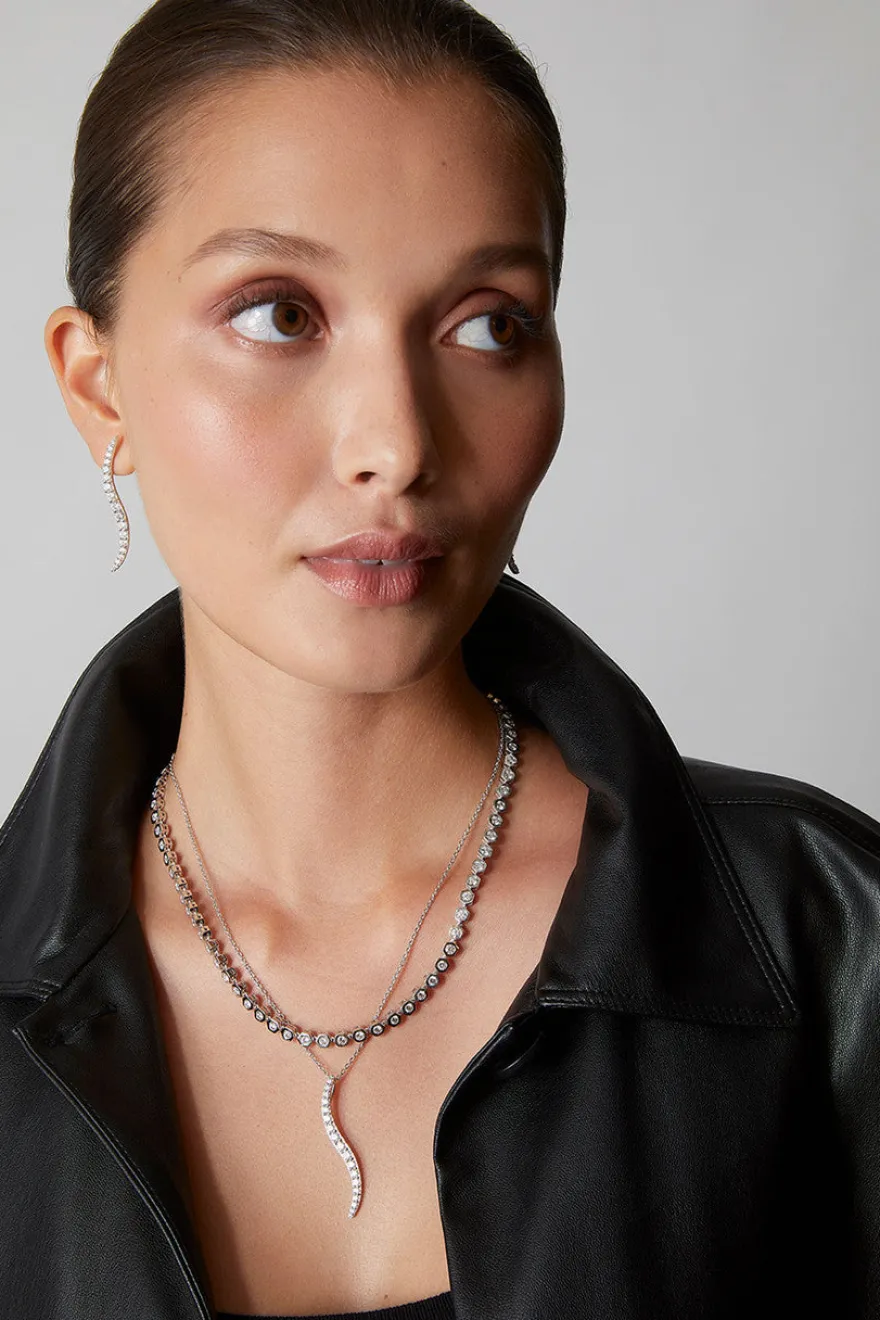 Shangri-La Brushstroke 14k Gold and Diamond Medium Pendant Necklace