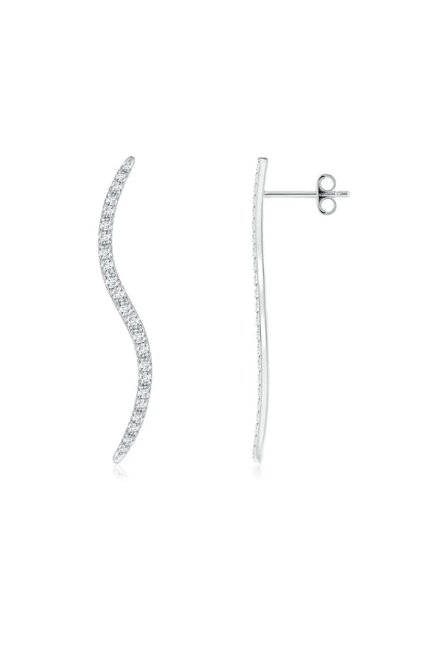 Shangri-La Brushstroke 14k Gold and Diamond Medium Stud Earrings