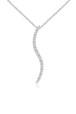 Shangri-La Brushstroke 14k Gold and Diamond Medium Pendant Necklace