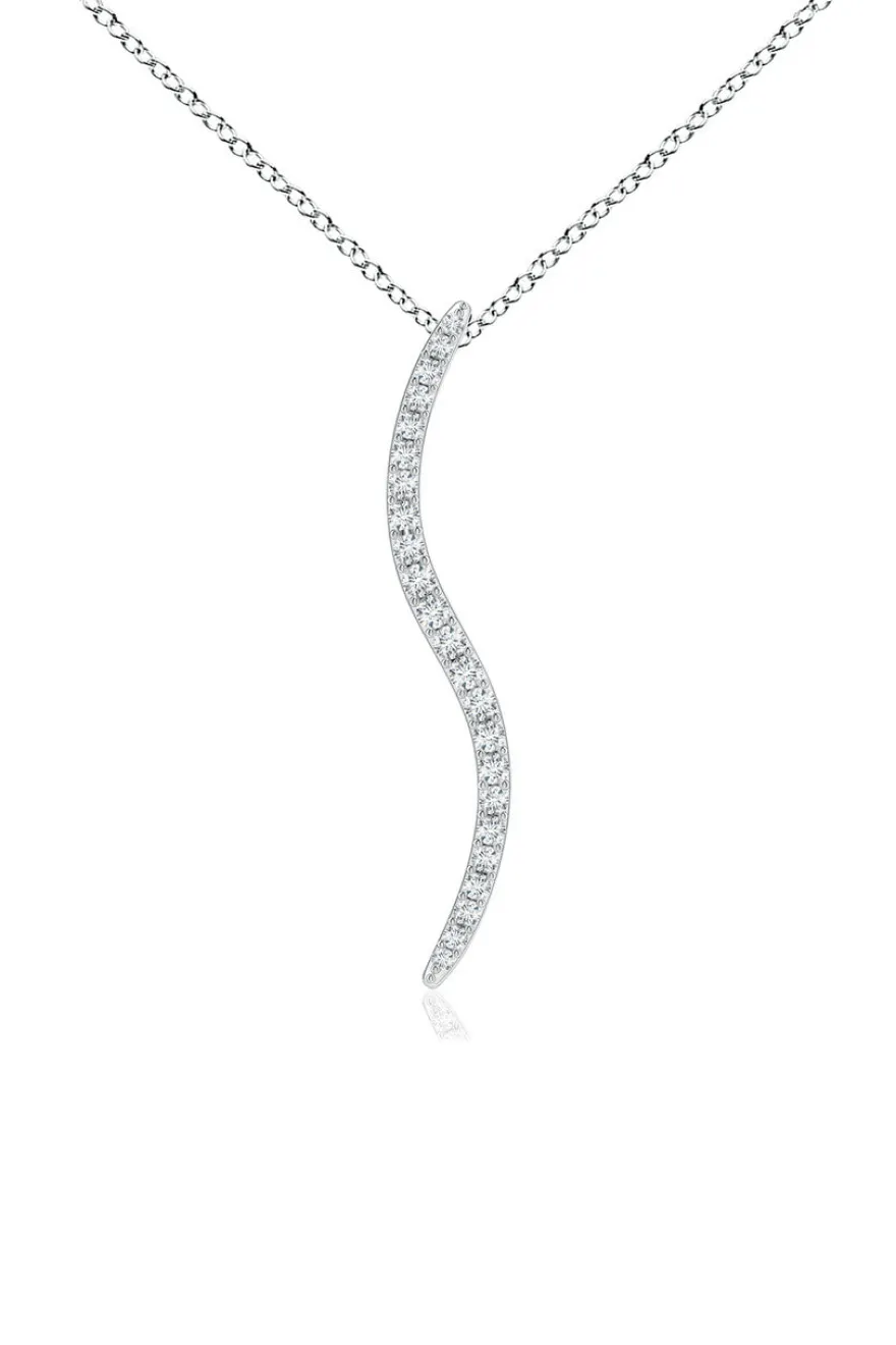 Shangri-La Brushstroke 14k Gold and Diamond Medium Pendant Necklace