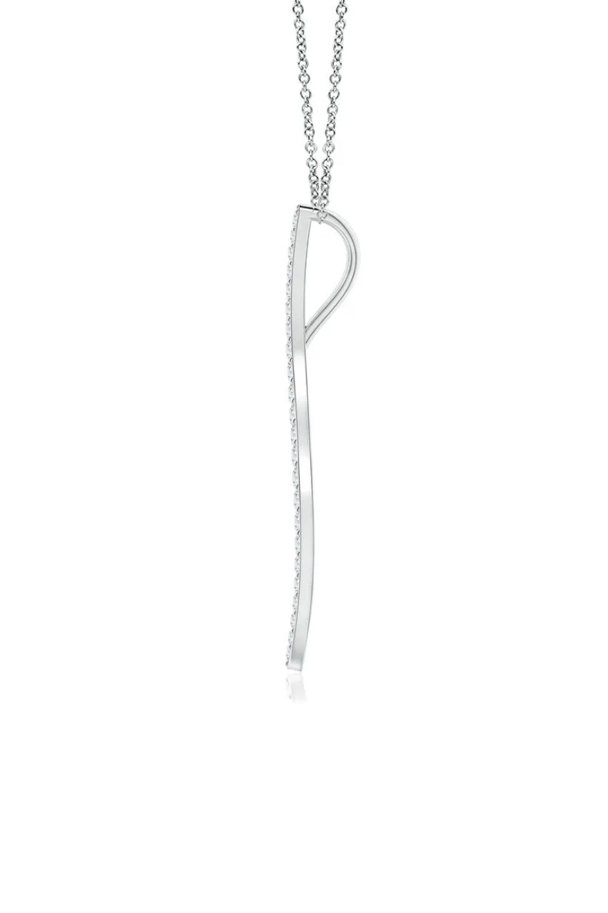 Shangri-La Brushstroke 14k Gold and Diamond Medium Pendant Necklace