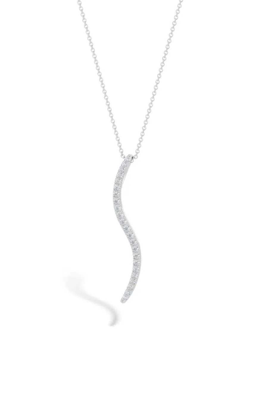 Shangri-La Brushstroke 14k Gold and Diamond Medium Pendant Necklace