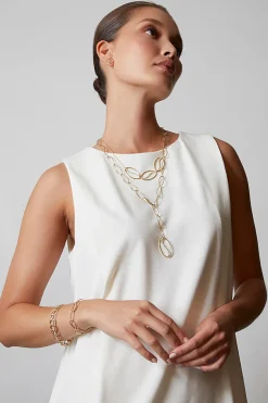 Shangri-La Elliptical Yin-Yang 14K Gold and Diamond Y Necklace