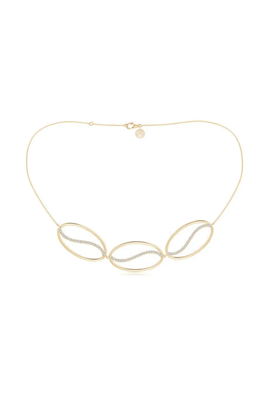 Shangri-La Elliptical Yin-Yang 14K Gold and Diamond Trio Necklace