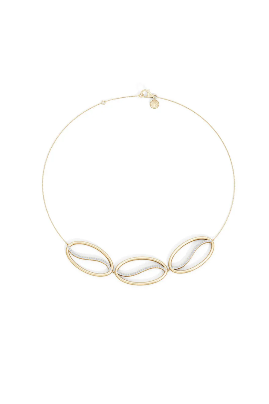 Shangri-La Elliptical Yin-Yang 14K Gold and Diamond Trio Necklace