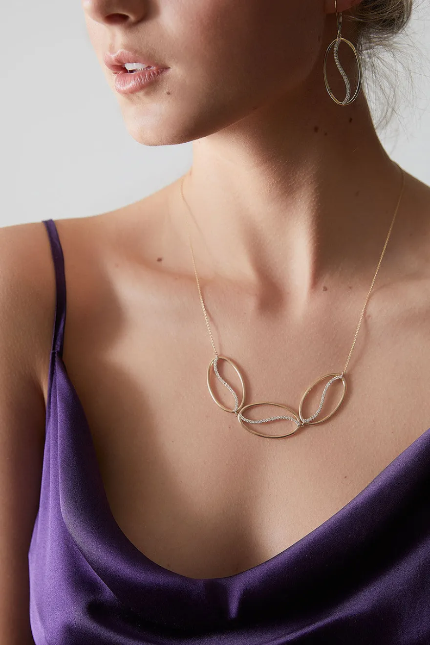 Shangri-La Elliptical Yin-Yang 14K Gold and Diamond Trio Necklace