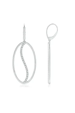 Shangri-La Elliptical Yin-Yang 14K-Gold and Diamond Large Leverback Earrings