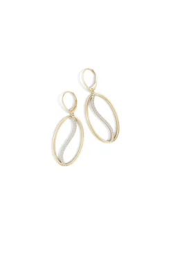 Shangri-La Elliptical Yin-Yang 14K-Gold and Diamond Large Leverback Earrings