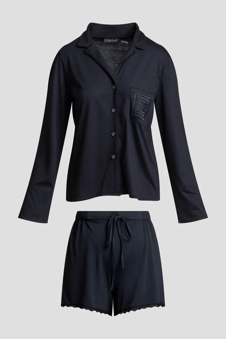 Shangri-La Embroidered TENCEL™ Notch Shorts PJ