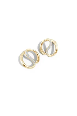 Shangri-La Yin-Yang 14K Gold and Diamond Medium Button Stud Earrings