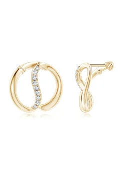 Shangri-La Yin-Yang 14K Gold and Diamond Medium Button Stud Earrings